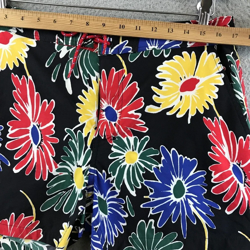 J. Crew Mens Swim Trunks Floral Print Drawstring Swimsuit Shorts 33